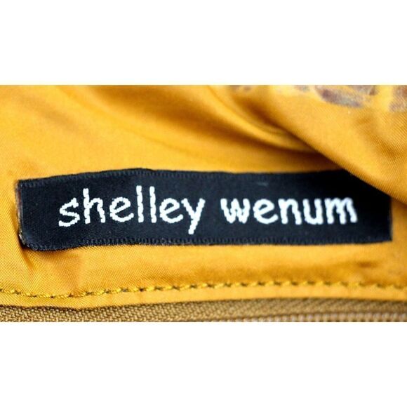 Shelley Wenum TAN BROWN GENUINE SUEDE FLORAL FLAP SHOULDER BAG HANDBAG PURSE - Picture 12 of 16